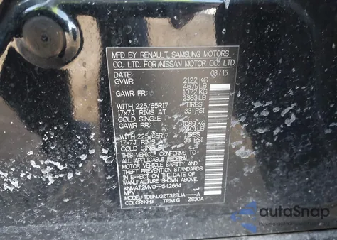 2015 Nissan Rogue Sv из США, поврежденный, VIN KNMAT2MV0FP542664